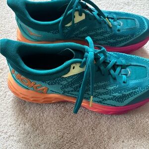 Hoka Turquoise and Coral Athletic Shoes